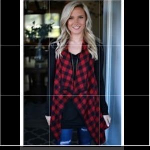 22nd Twenty Second Red Black Plaid Vest Large